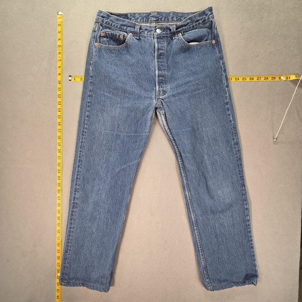 VTG Levis 501 Jeans Mens Medium Wash Blue Straight Altered Hem USA Fits 31x28